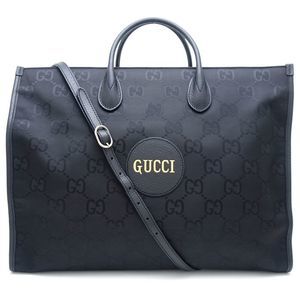 Gucci Tote Bag 2way Bag Nylon Canvas Leather Black